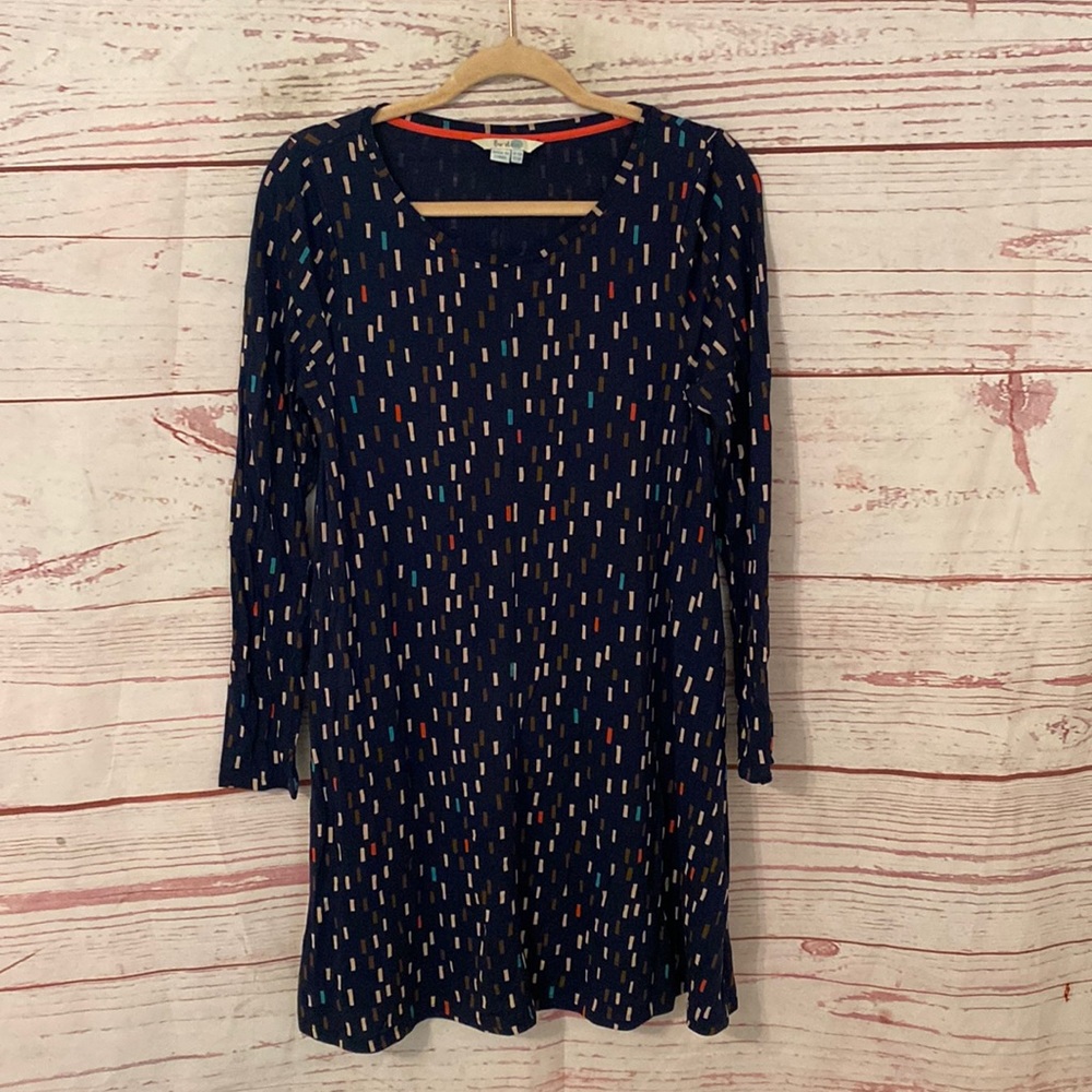 Boden postmodern print long sleeve dress